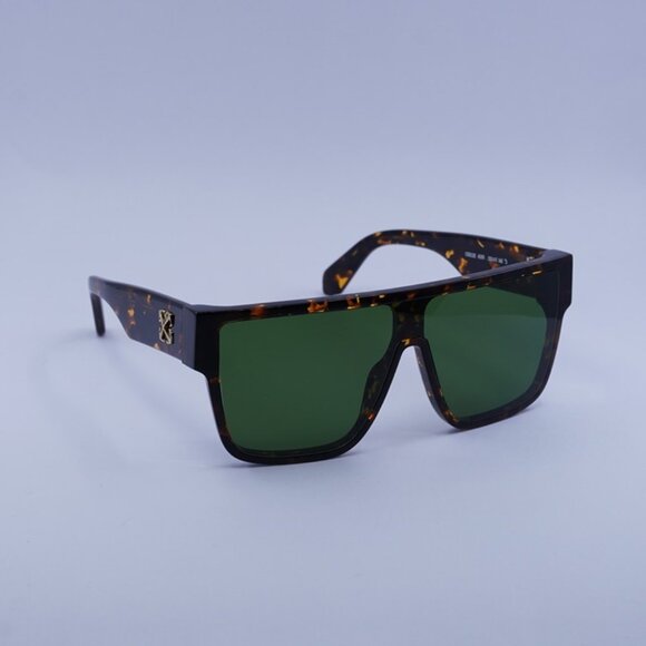 Off-White OERI13J SYRACUSE 6055 Sunglasses Havana Shield Frame, Green Lenses - Picture 2 of 11